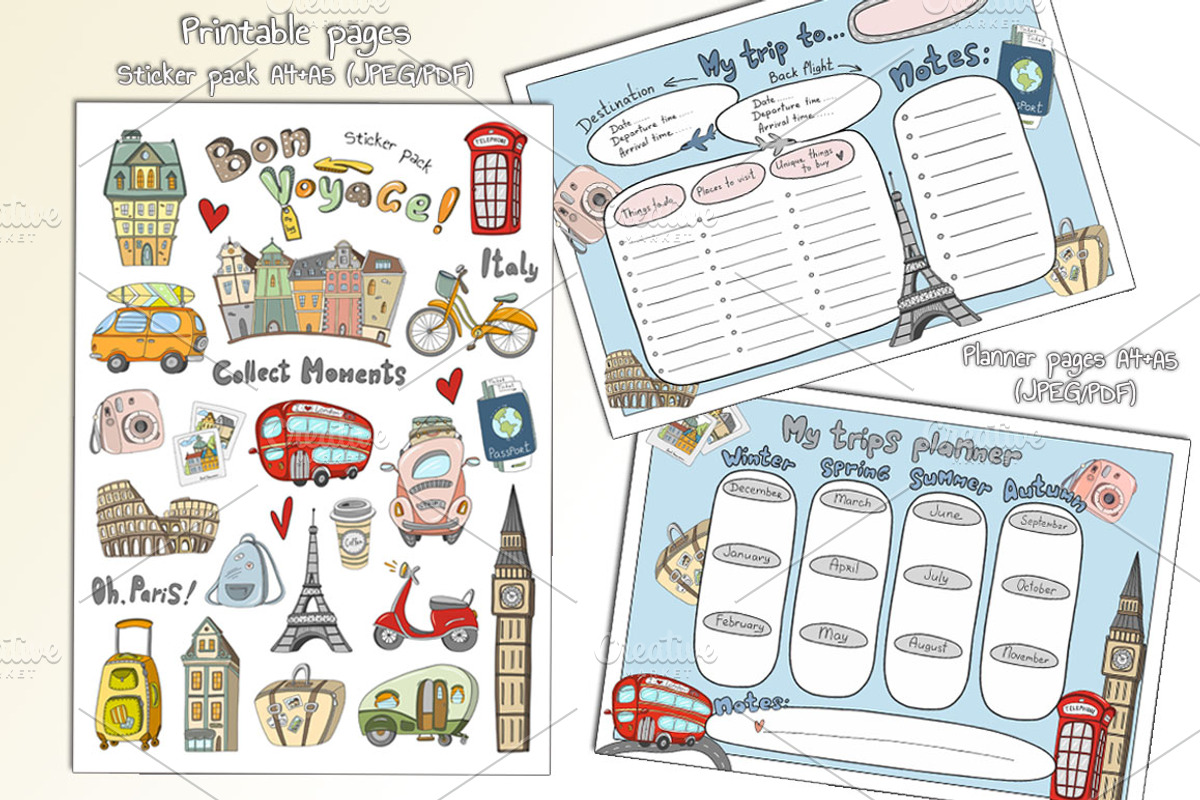 Bon voyage vector set, an Illustration by artdreamer (Photo 3 of 6)