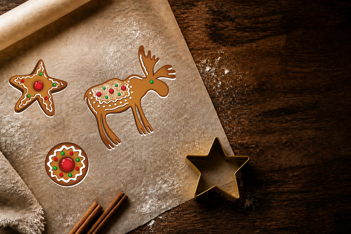 Gingerbread Christmas Clipart Set, a Seasonal Illustration by Christine Krahl (Photo 2 of 8)