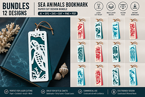 Sea Animals Bookmark Paper Cut