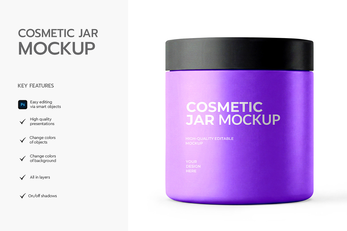 Cosmetic Jar Mockup Template, a Packaging Mockup by graphypix (Photo 2 of 4)