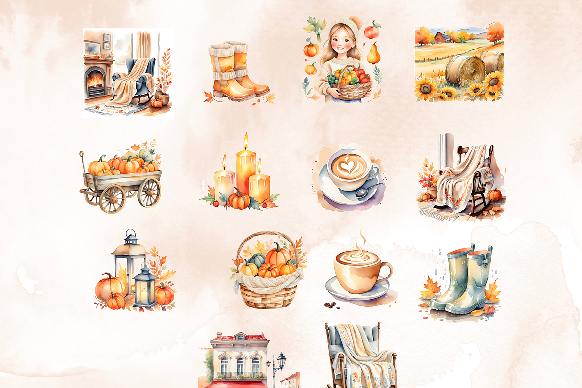Watercolor Autumn Clipart Set, an Illustration by Anca Digital Vibe (Photo 5 of 7)