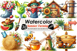 Summer Farming Time Clipart PNG, an Illustration by Black Bird Studio