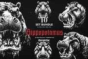 10 Bundle Dark Art Hippopotamus, an Illustration by Morspective (Thumbnail 1 of 7)