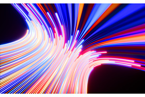 3D speed data flow with neon color, a Technology Illustration by Marozhkastudio