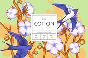 Cotton & Swallow Seamless Patterns, a Decorative Illustration by Liiafis (Thumbnail 1 of 16)