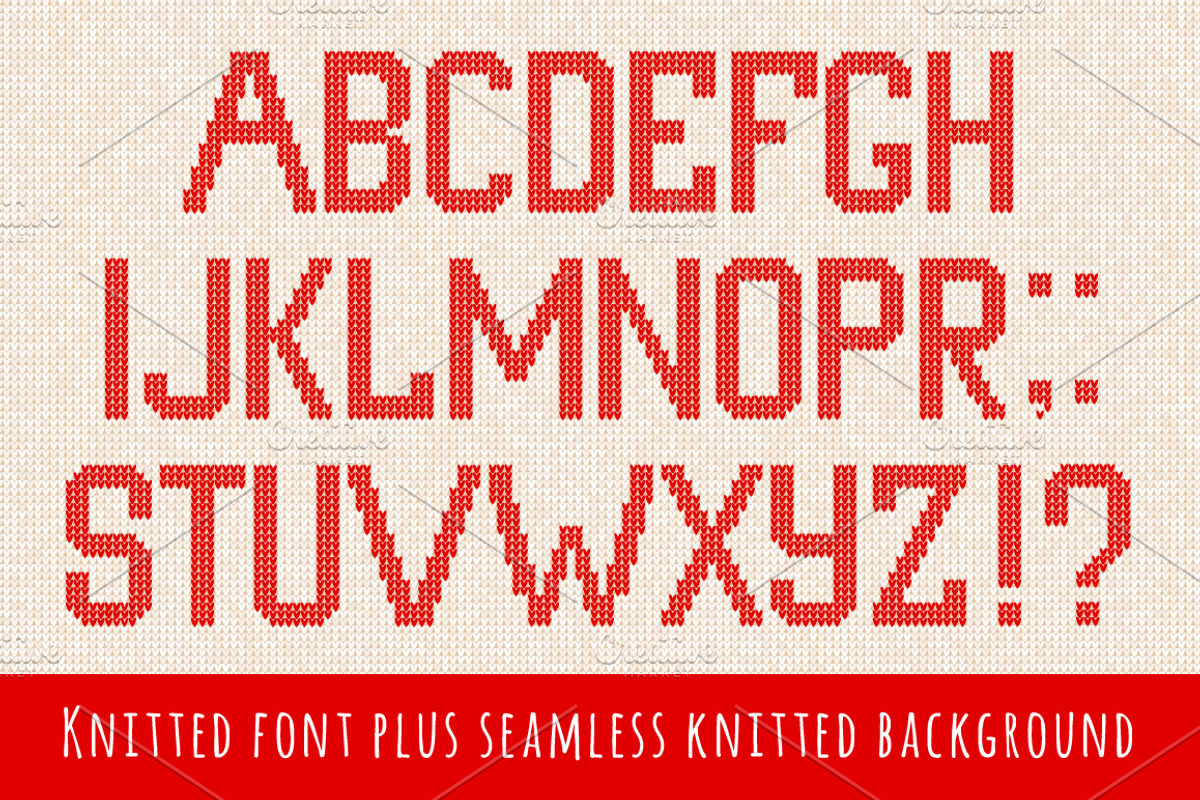 Knitted letters, seamless background, a Decorative Illustration by VasilkovS (Photo 1 of 5)
