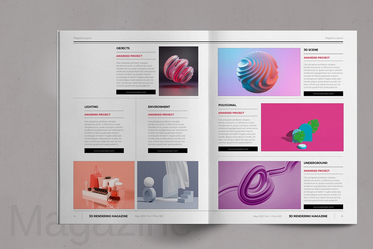 3D Magazine Layout Template for InDesign