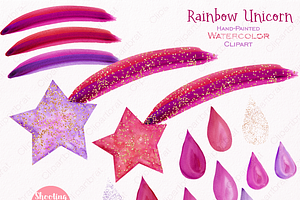 Pink & Gold Rainbow Unicorn Clipart