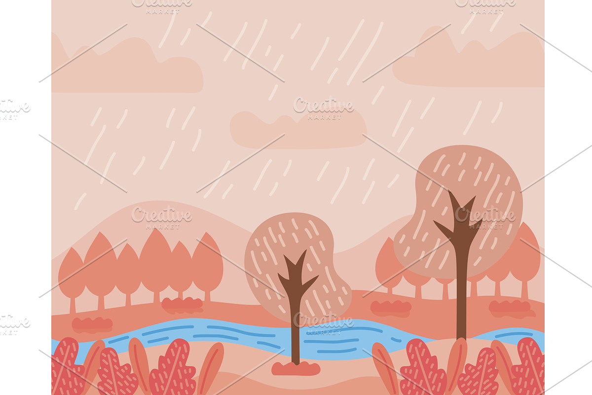 rural landscape river, an Illustration by studiogstock