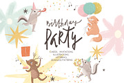 Birthday Clipart, Cards, an Animal Illustration by Lesya Skripak (Thumbnail 1 of 10)