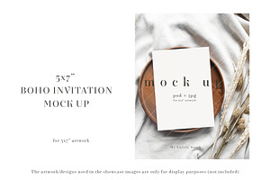 5x7 Invitation Card Boho Mock Up