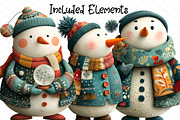 Watercolor Christmas Snowman Clipart, an Illustration by cherrydesign (Thumbnail 2 of 4)