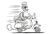 Hipster and Courier ride on scooter, a Food Illustration by yuanden graphics (Thumbnail 2 of 4)
