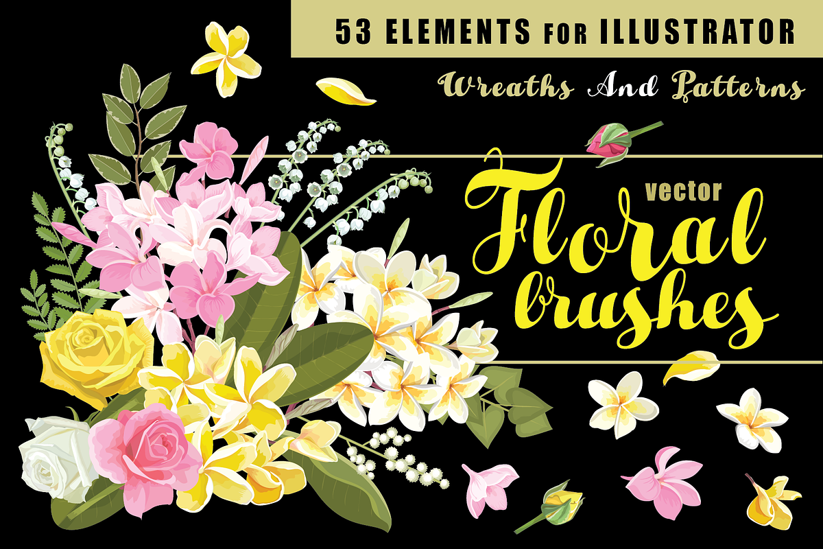53 Floral brushes for Illustrator