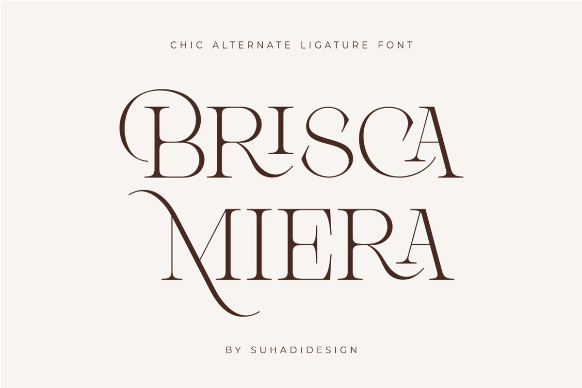 Brisca Miera - Chic Ligature Font, a Serif Font by suhadidesign (Photo 1 of 13)