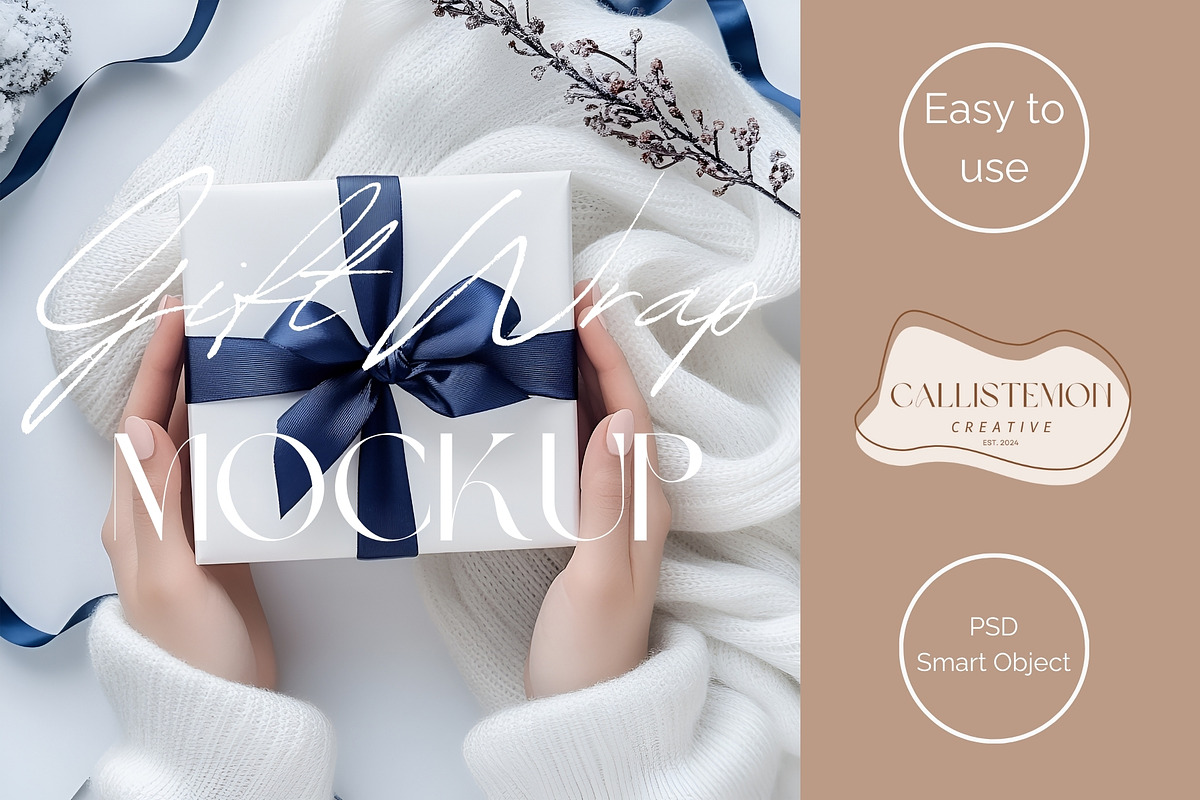Blue Gift with Hands Mockup WR004-02, a Books & Magazine Mockup by Callistemon Creative (Photo 1 of 8)