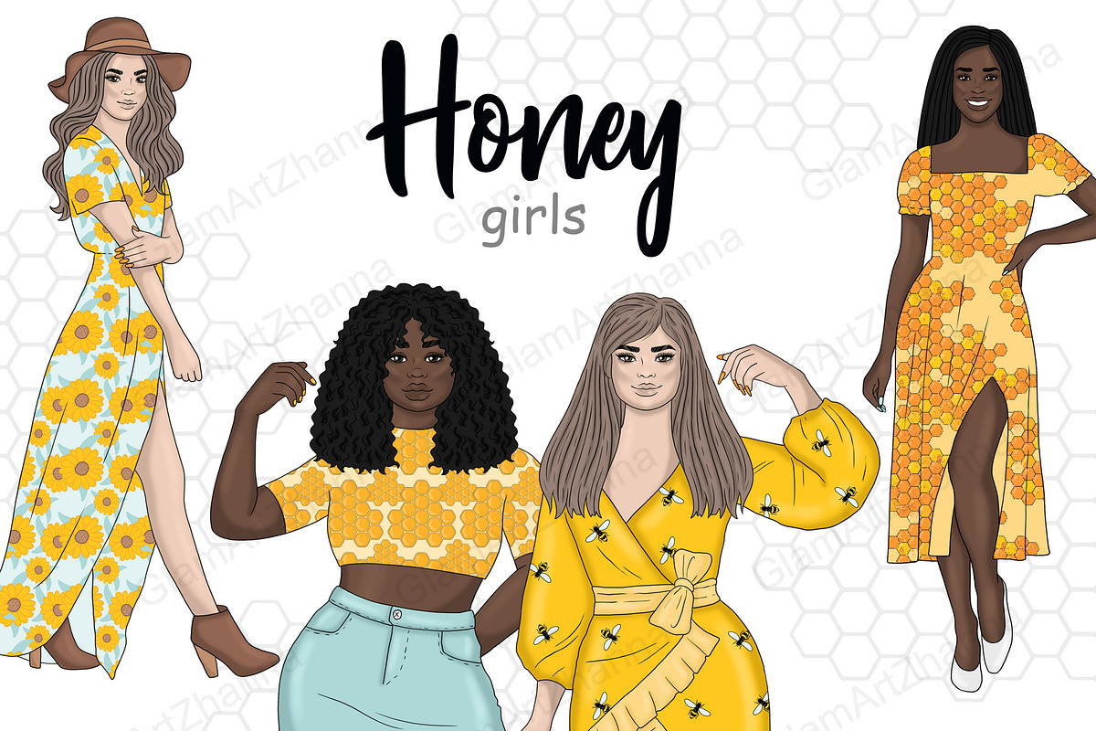 Honey Girls Clipart, a Person Illustration by GlamArtZhanna (Photo 1 of 5)
