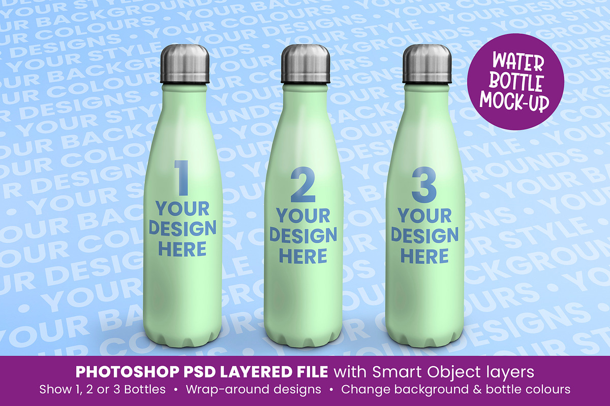 Water Bottle/Drinks Bottle Mock Up, a Product Mockup by Little Type Factory (Photo 1 of 8)