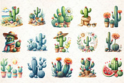 Watercolor Summer Cactus Clipart, an Illustration by Libby Wishes (Thumbnail 2 of 4)