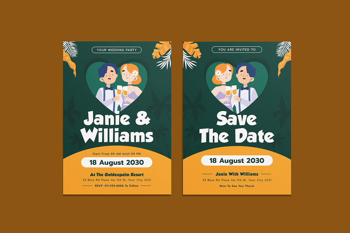 Darling Wedding Invitation Template, an Invitation Template by iDoodle Studio (Photo 1 of 4)