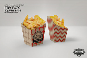 Fry Box Square Base Packaging Mockup