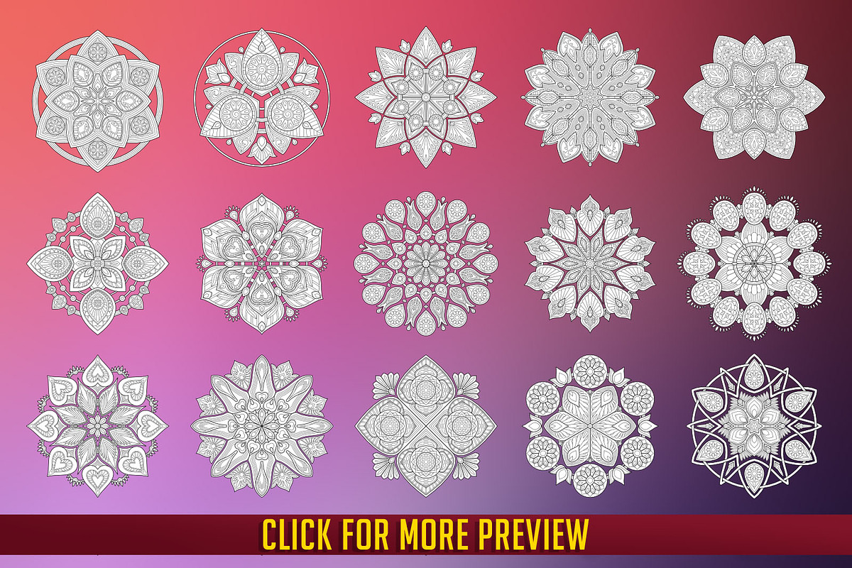 100 Lineart Mandala, a Decorative Illustration by 611 Studio (Photo 8 of 8)