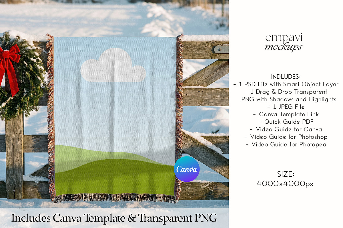 Woven Blanket Mockup, a Household Mockup by EmpaviMockups (Photo 3 of 7)