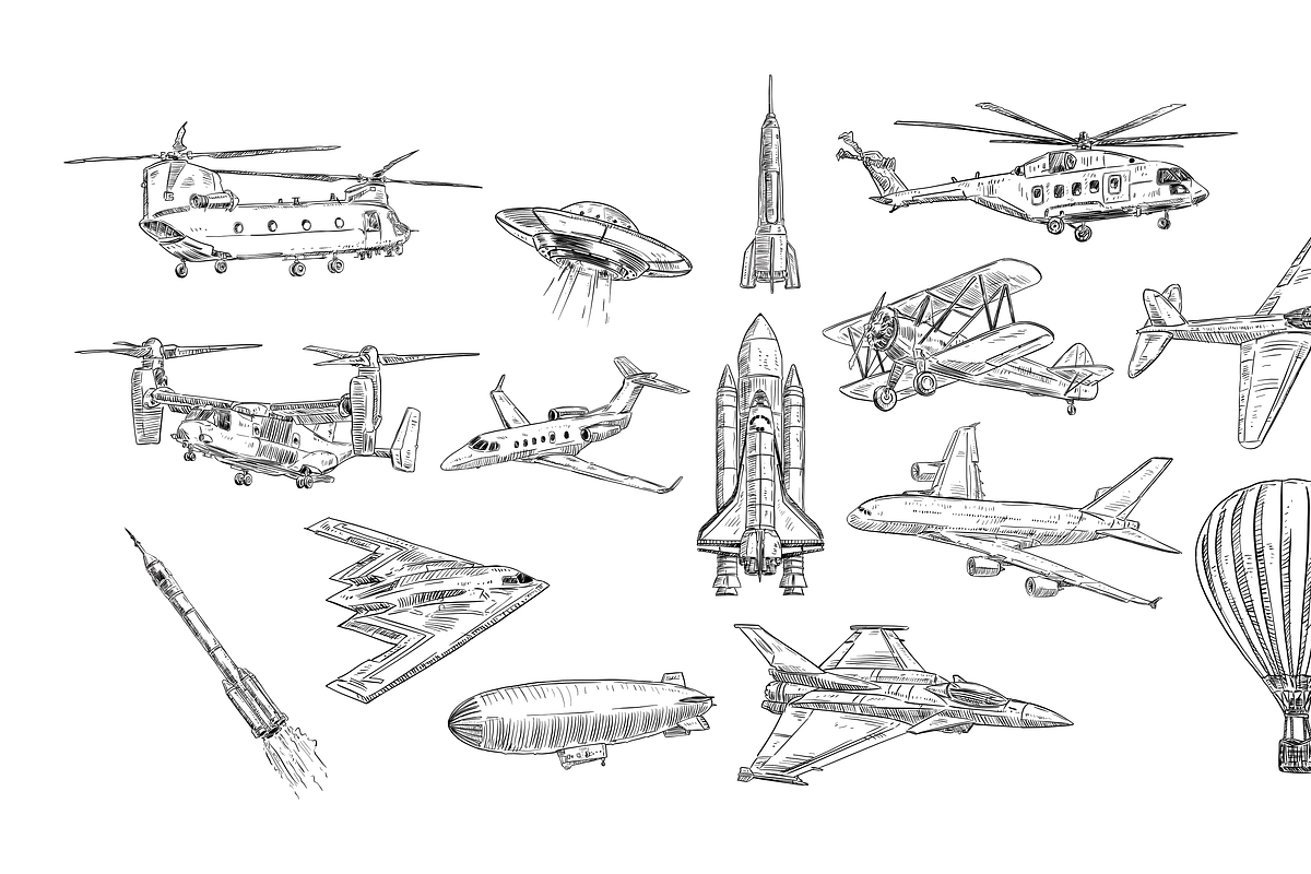 aircraft handdrawn collection, an Object Graphic by nikagraphic