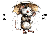 Whimsical Spring Rainy Mouse, an Animal Illustration by GiraffeCreative (Thumbnail 8 of 20)