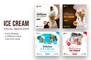 Ice cream shop social media post, a Social Media Template by Designgrove