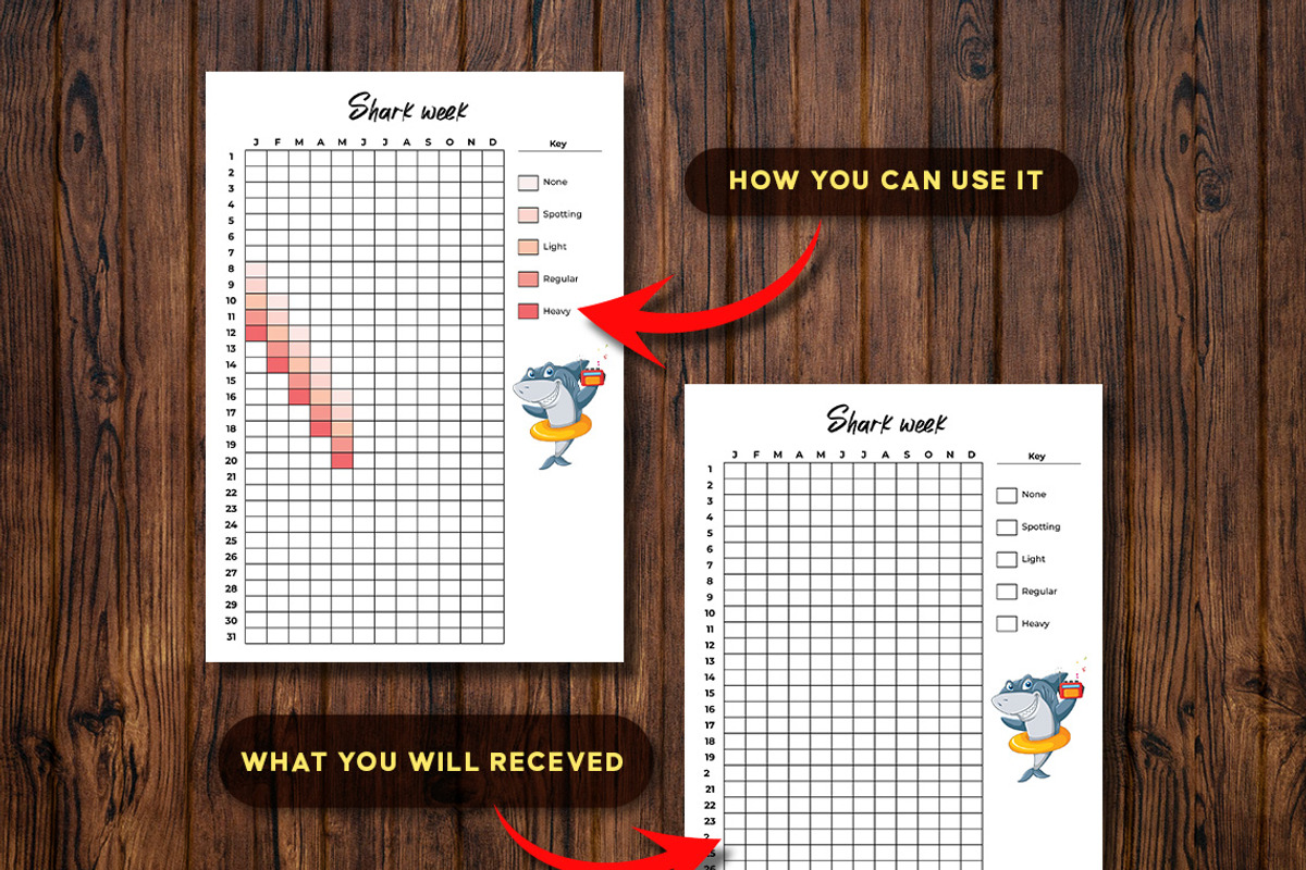 Shark Week Tracker | Period & Health, a Print Template by Graphicsnext (Photo 2 of 5)