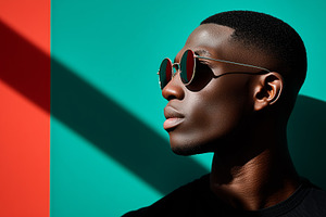 Stylish black man with round glasses, a Person Photo by MistyDay