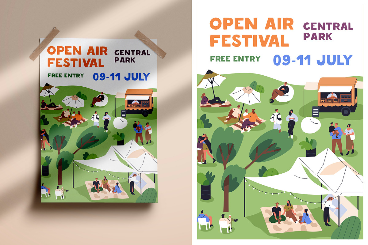 Summer open-air festival posters set, a Background Graphic by Good Studio (Photo 2 of 4)