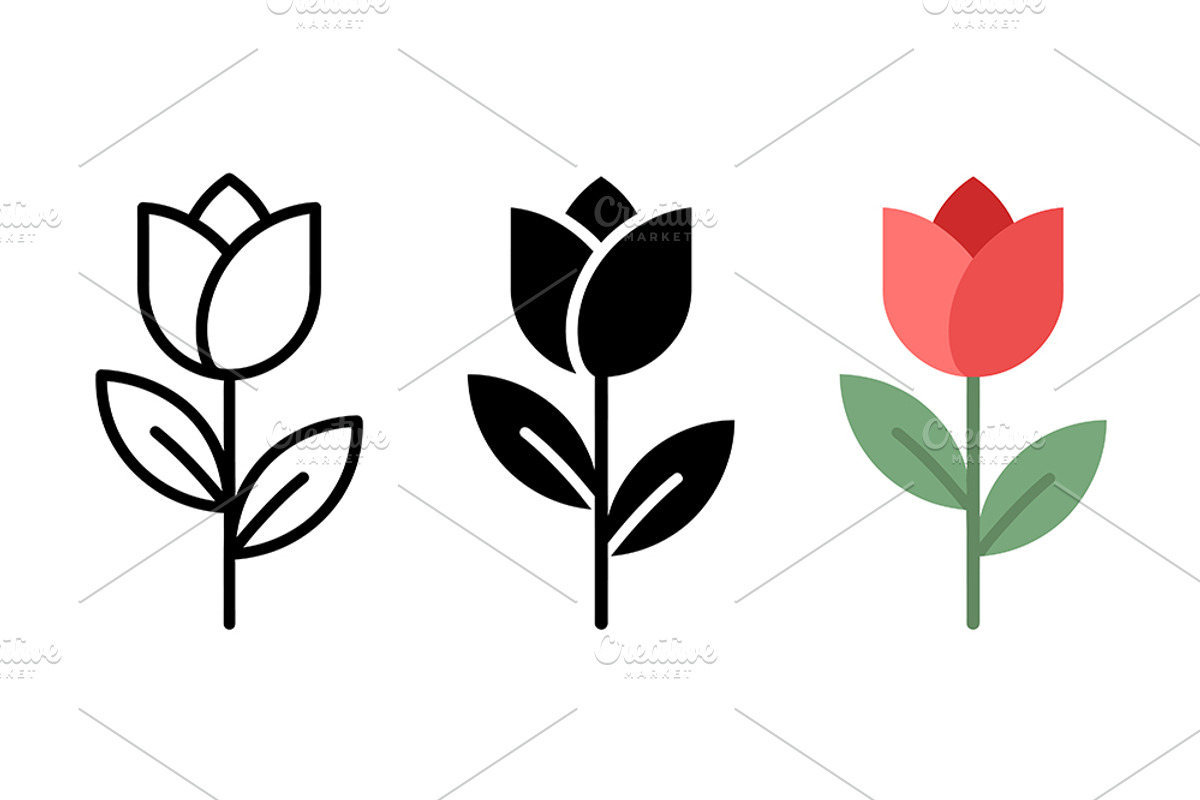 Tulip Flower Icons, a Solid Icon by Artonix (Photo 2 of 2)