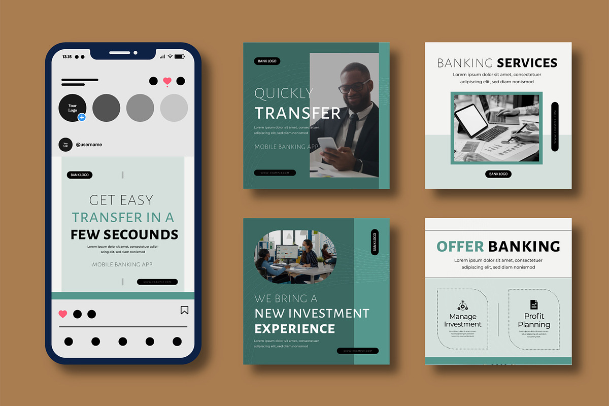 Banking Service Social Media Post, a Social Media Template by MightyDesign (Photo 2 of 8)