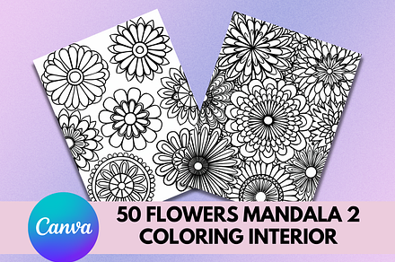 50 Flowers Mandala Coloring Book