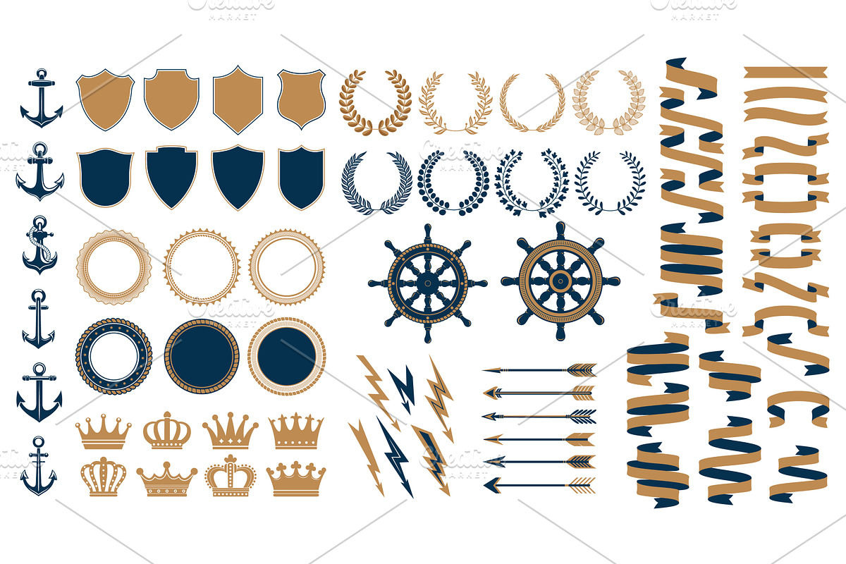 Marine heraldic elements, sea, an Illustration by Vector Tradition