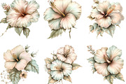 Watercolor Hibiscus Flowers Clipart, an Illustration by Designking (Thumbnail 3 of 5)