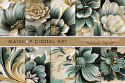 Embossed Floral Seamless Patterns, a Pattern Graphic by Maishop (Thumbnail 1 of 3)