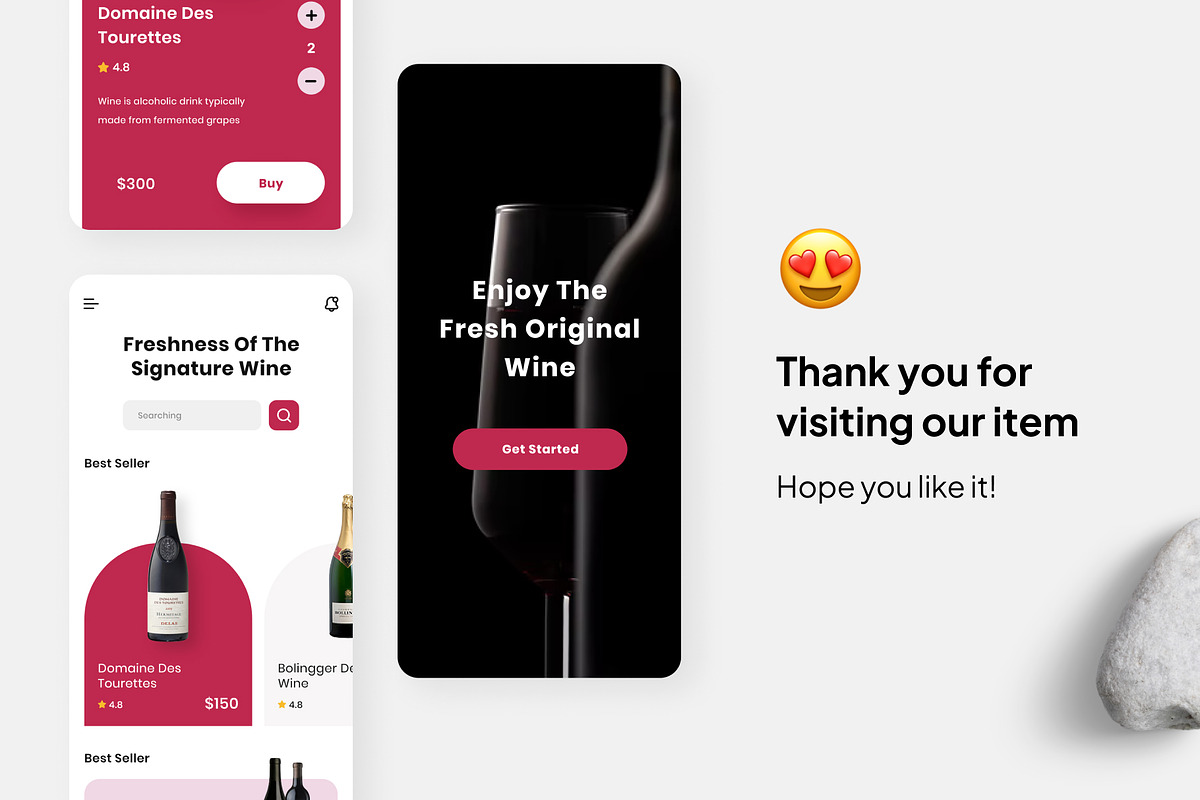 Ichish - Wine Design App, an UI Kit Template by Panen Creative (Photo 3 of 3)