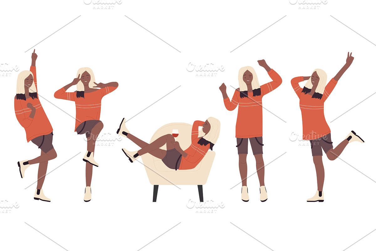 Afro Girl Partygoer Posing in Fun, a Person Illustration by Flashvector