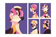 Abstract geometric woman faces cards, a Decorative Illustration by PaperTrident (Thumbnail 1 of 3)