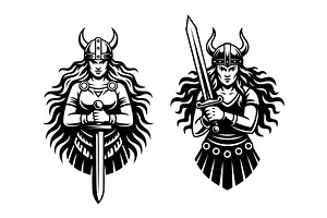 Female Viking Warriors, a Person Illustration by Pixes