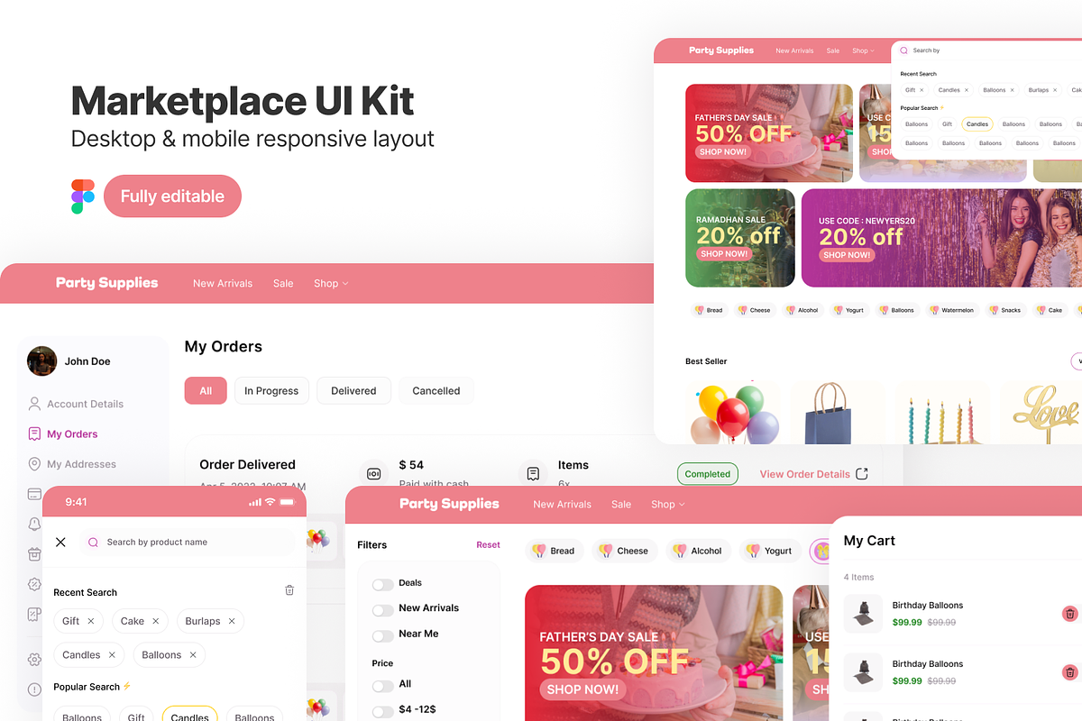 Marketplace UI Kit - Figma Template, an UI Kit Template by herruadi (Photo 3 of 5)