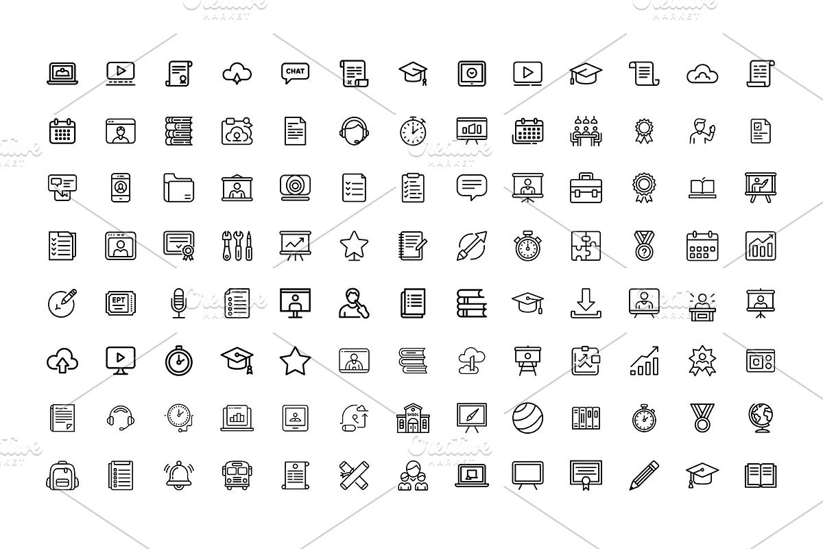 Education & E-Learning Line Icons, an Outline Icon by gstudiovect21 (Photo 3 of 6)