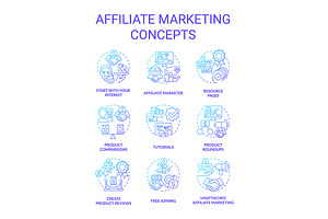 Affiliate marketing blue gradient, an Icon by IMG Visuals