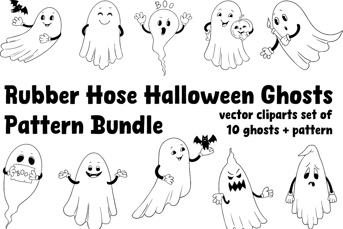 Rubber Hose Halloween Ghosts vector, a Seasonal Illustration by ChubbyBunny Art (Photo 11 of 11)
