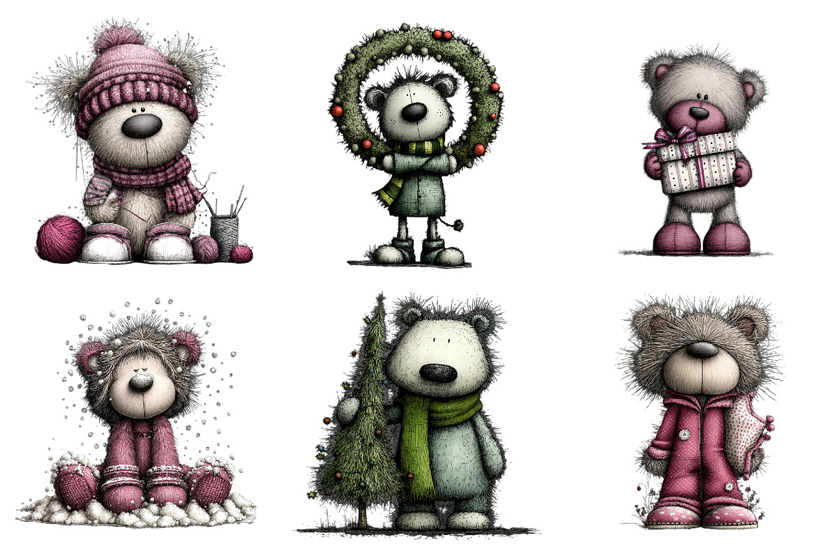 Christmas Teddy Bear Clipart, an Illustration by DreamArtGraphic (Photo 2 of 4)