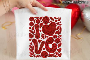 Crochet Valentines Love Floral Png, an Illustration by OK Design