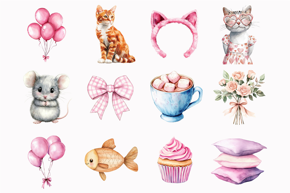 Watercolor Kitten Clipart, a Seasonal Illustration by Design Market (Photo 5 of 5)